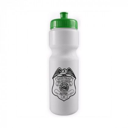 White with Green Lid 28 oz. Sports Bottle - BPA Free